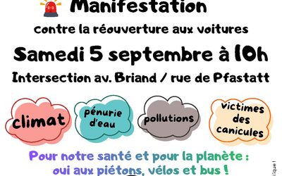 Axe Franklin-Briand : le 5 septembre, manifestons contre la réouverture aux voitures!